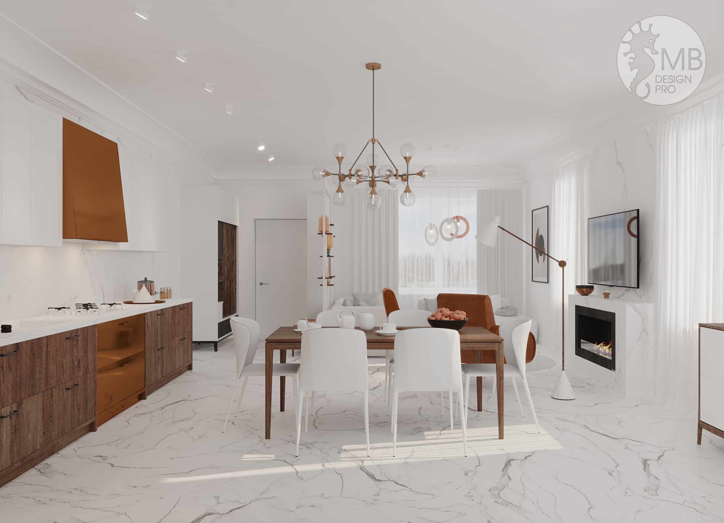 Beautiful Italian Kitchen In The White Living Room Interior Designio