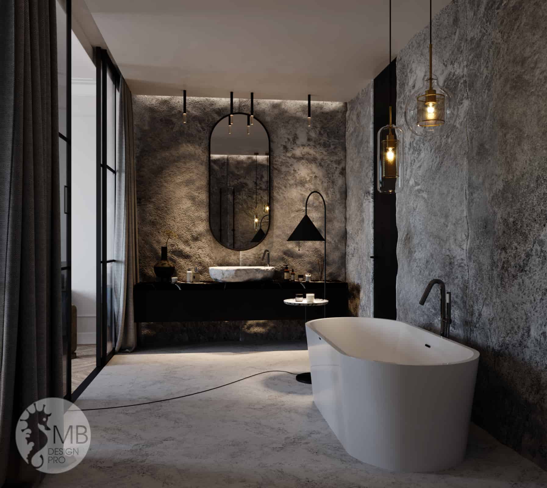 Stone veneer. Gray harmony. | Interior Designio